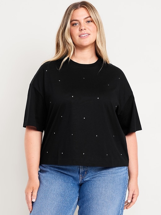 Image number 7 showing, Oversized Crew-Neck Embellished T-Shirt