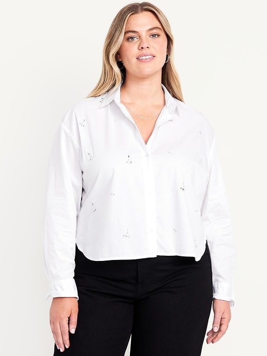 Image number 7 showing, Button-Down Crop Shirt