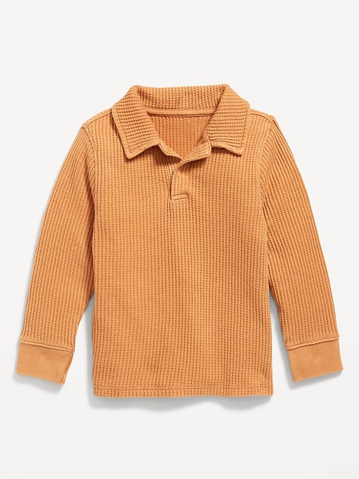 View large product image 1 of 1. Long-Sleeve Collared Thermal-Knit Shirt for Toddler Boys