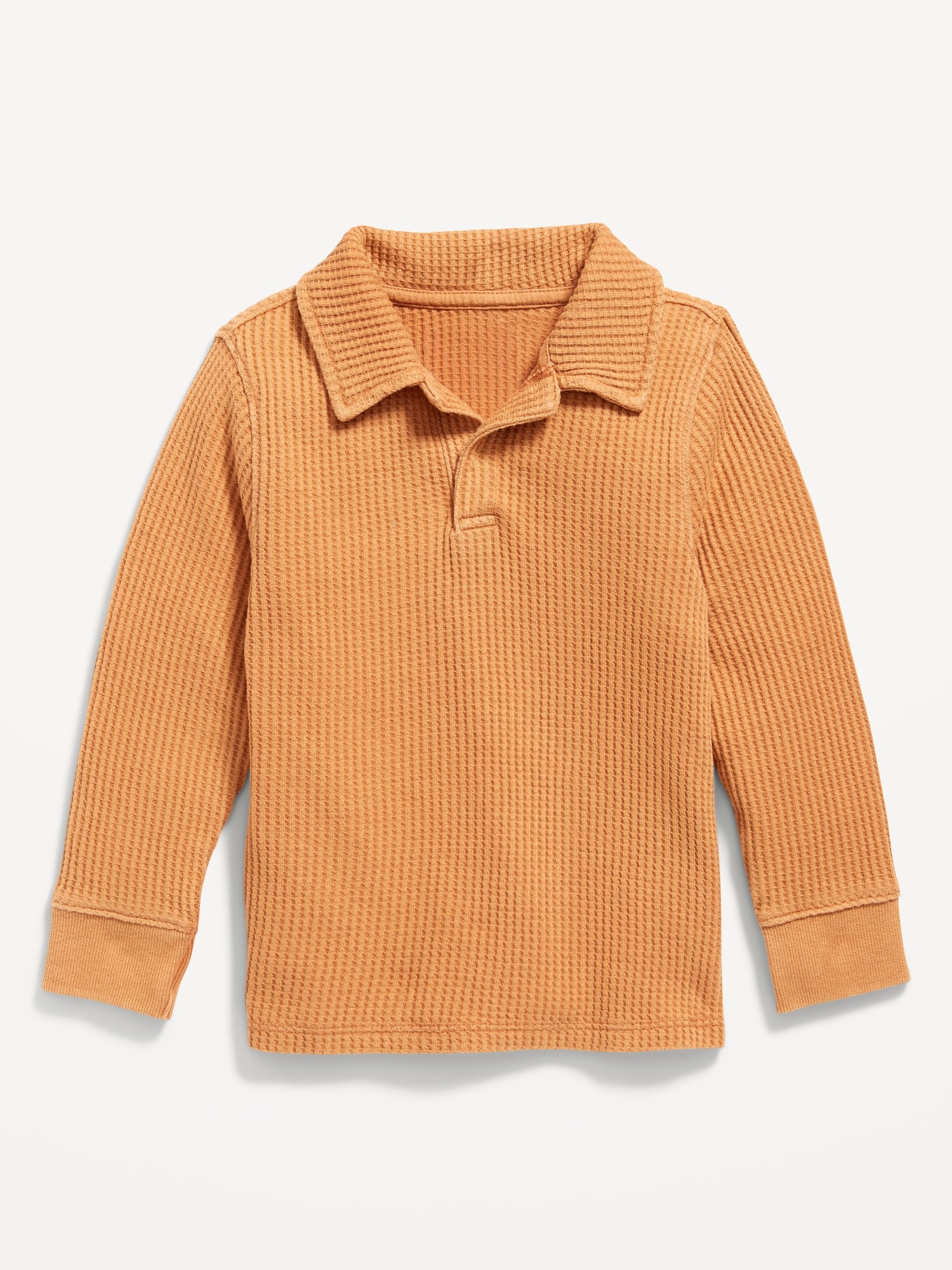 Long-Sleeve Collared Thermal-Knit Shirt for Toddler Boys