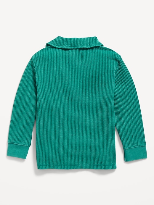 View large product image 2 of 2. Long-Sleeve Collared Thermal-Knit Shirt for Toddler Boys