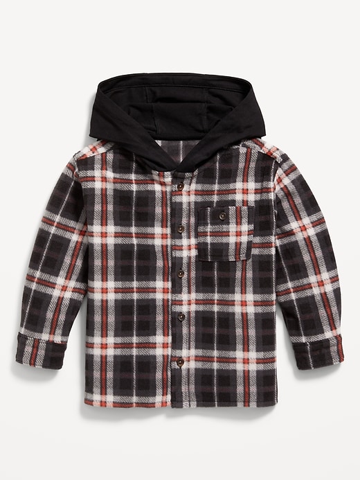 View large product image 1 of 2. Long-Sleeve Hooded Microfleece Shirt for Toddler Boys