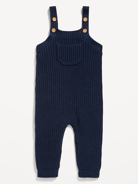 Chunky Sweater-Knit Pocket Overalls for Baby - In The Navy