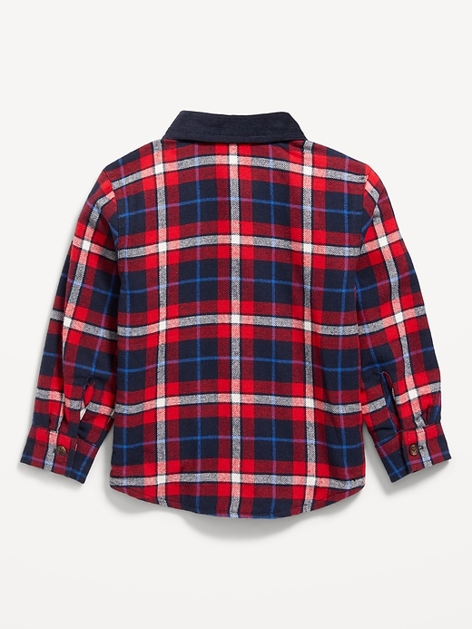 View large product image 2 of 2. Microfleece-Lined Pocket Flannel Shirt for Toddler Boys