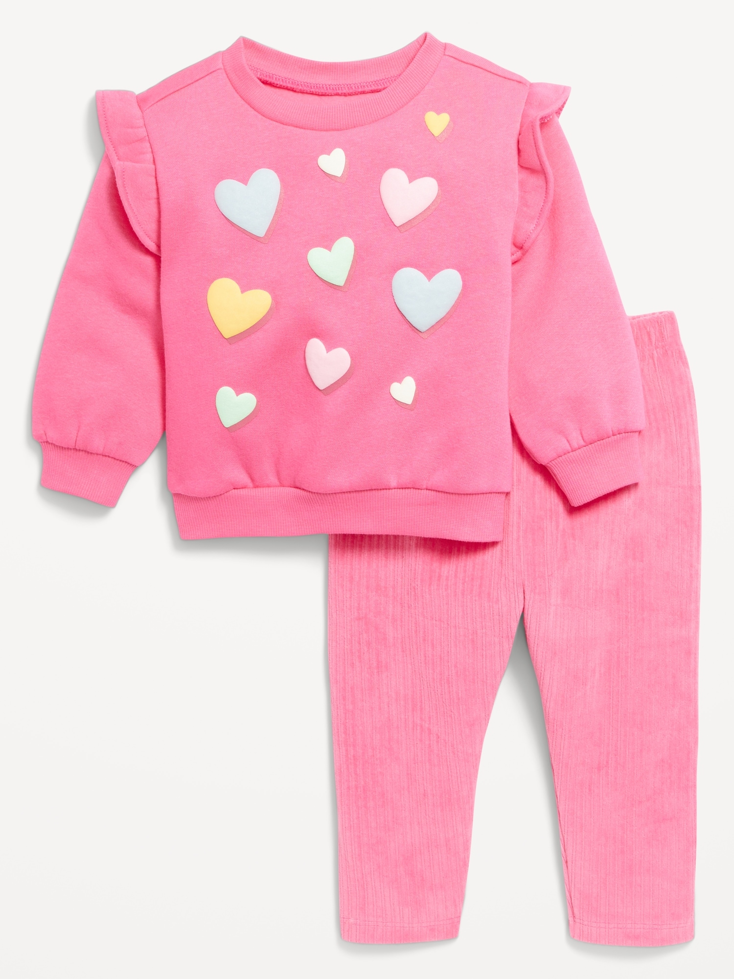 Ensemble de legging en velours côtelé et chandail en jersey bouclette à volants pour bébé