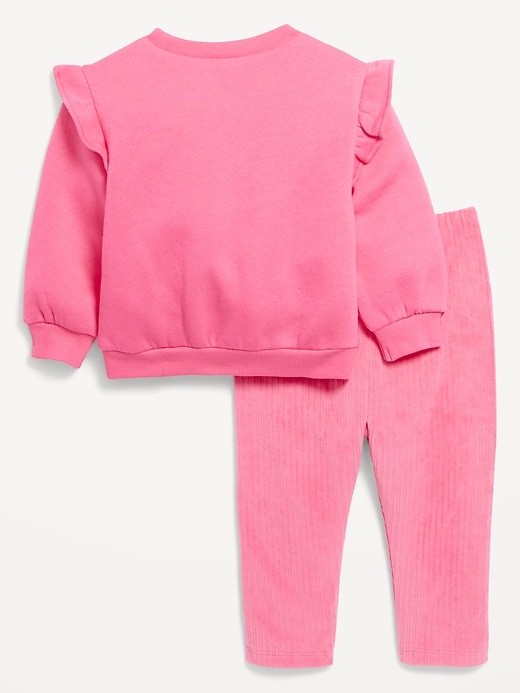 View large product image 2 of 3. Ruffled French Terry Sweatshirt and Corduroy Leggings Set for Baby