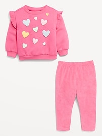 View large product image 3 of 3. Ruffled French Terry Sweatshirt and Corduroy Leggings Set for Baby