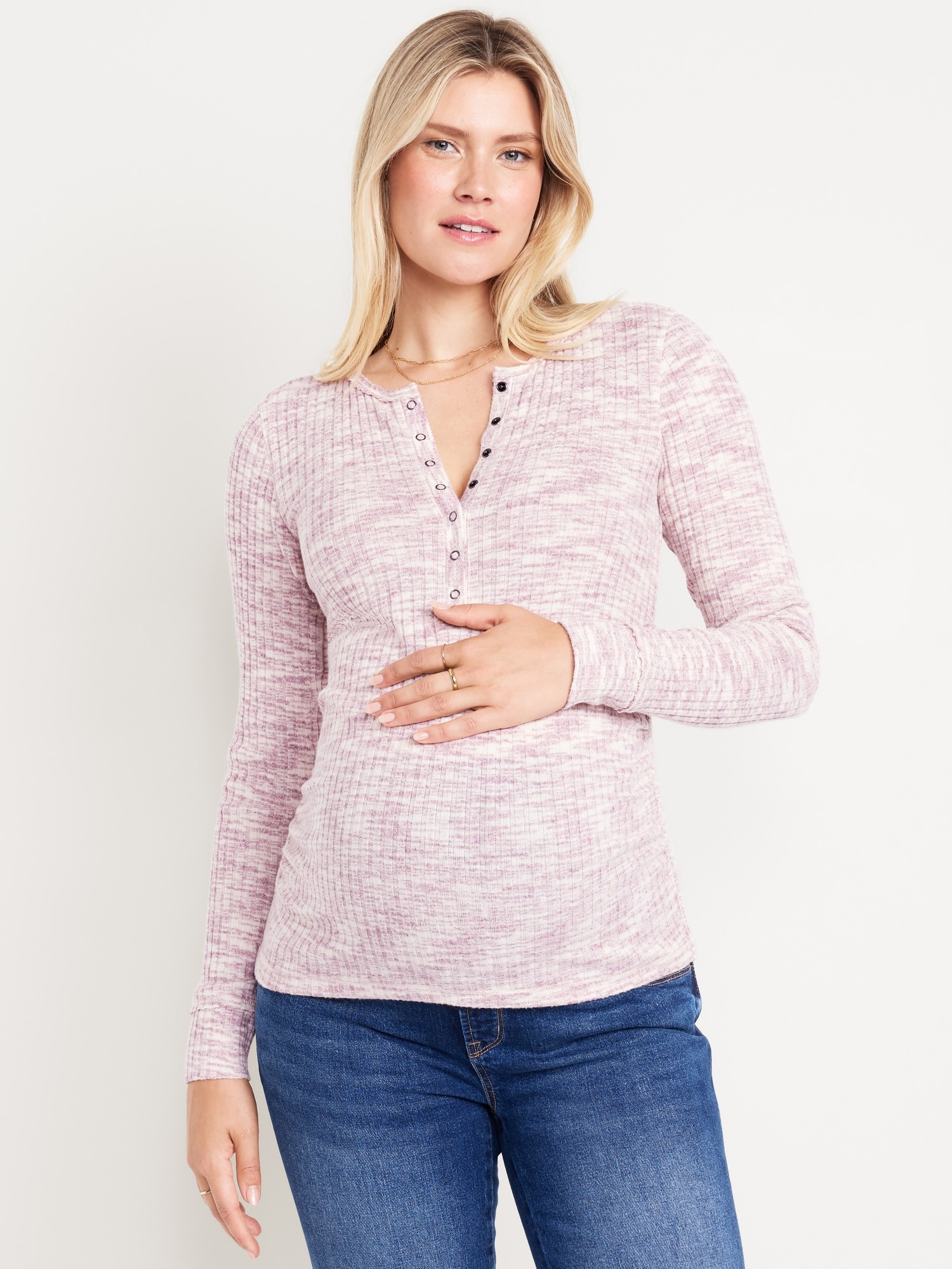 Maternity Long-Sleeve Henley T-Shirt