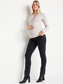 View large product image 3 of 3. Maternity Long Sleeve Henley T-Shirt