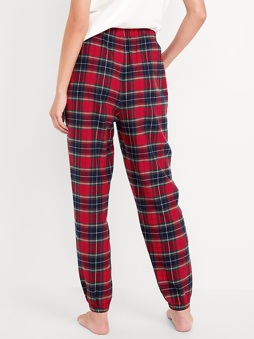 Image number 4 showing, High-Waisted Flannel Pajama Joggers for Women