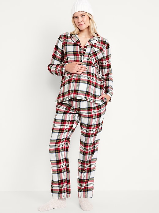 Image number 1 showing, Maternity Matching Flannel Pajama Set