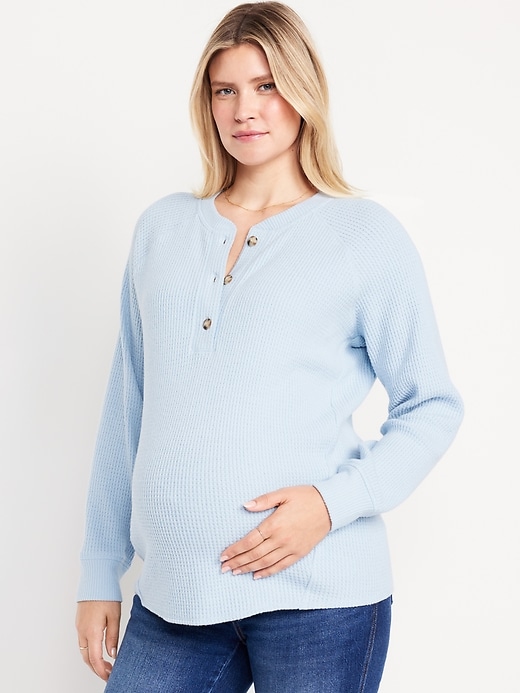 Image number 1 showing, Maternity Waffle Henley