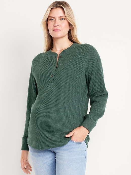 Image number 1 showing, Maternity Waffle Henley