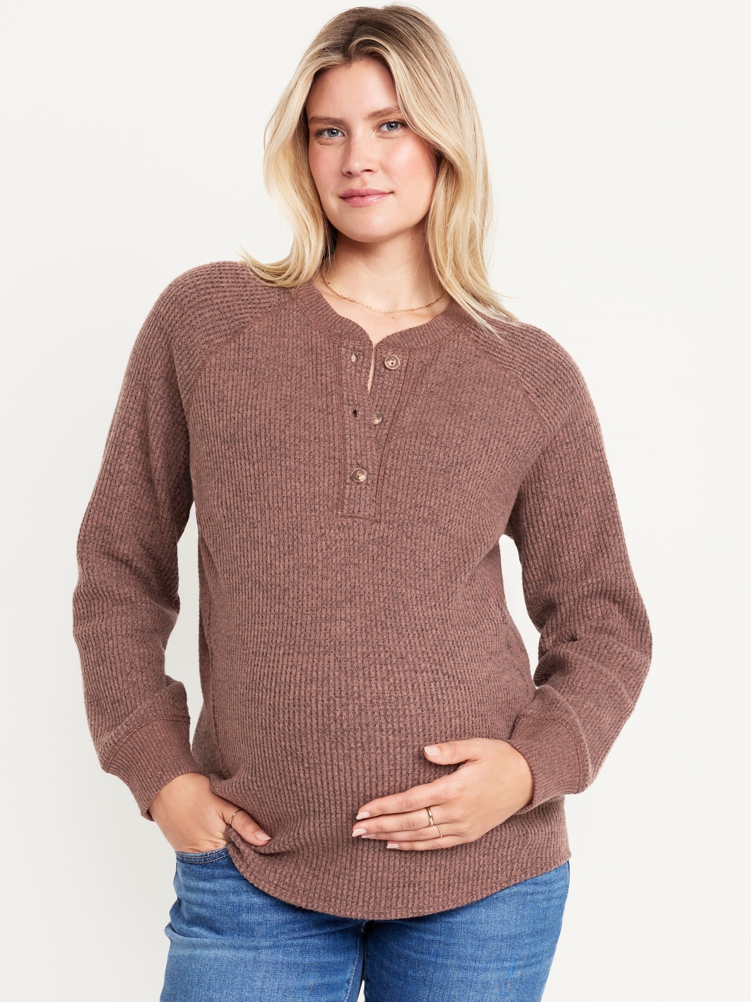 Maternity Waffle Henley