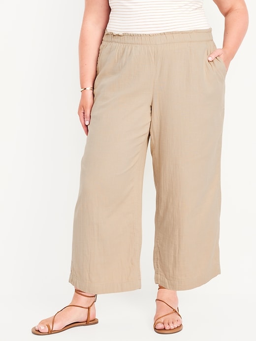 Image number 7 showing, High-Waisted Crinkle Gauze Ankle Pants