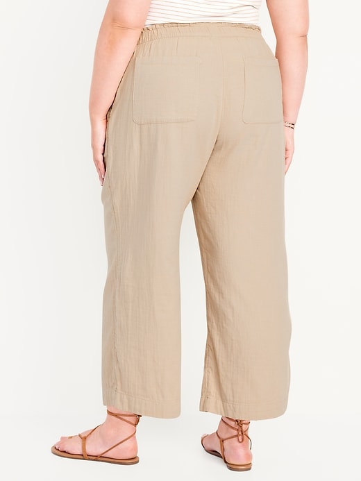 Image number 8 showing, High-Waisted Crinkle Gauze Ankle Pants