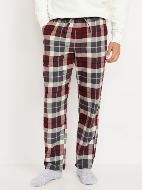 Flannel Pajama Pants for Men - Gray/Red Plaid