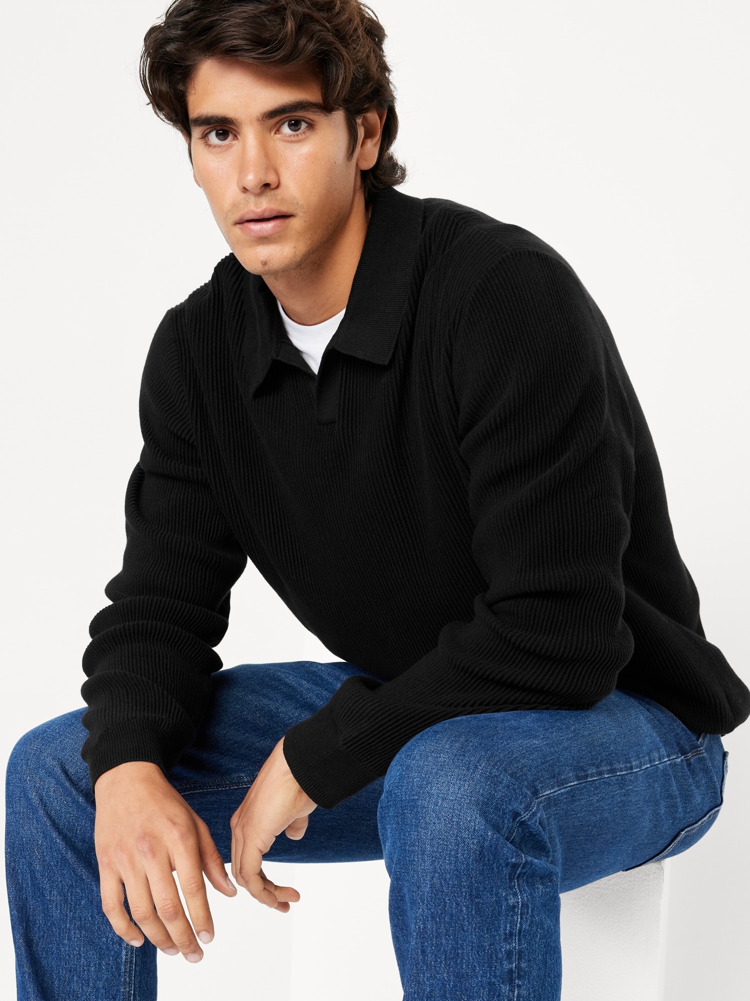 Relaxed Fit Polo Sweater