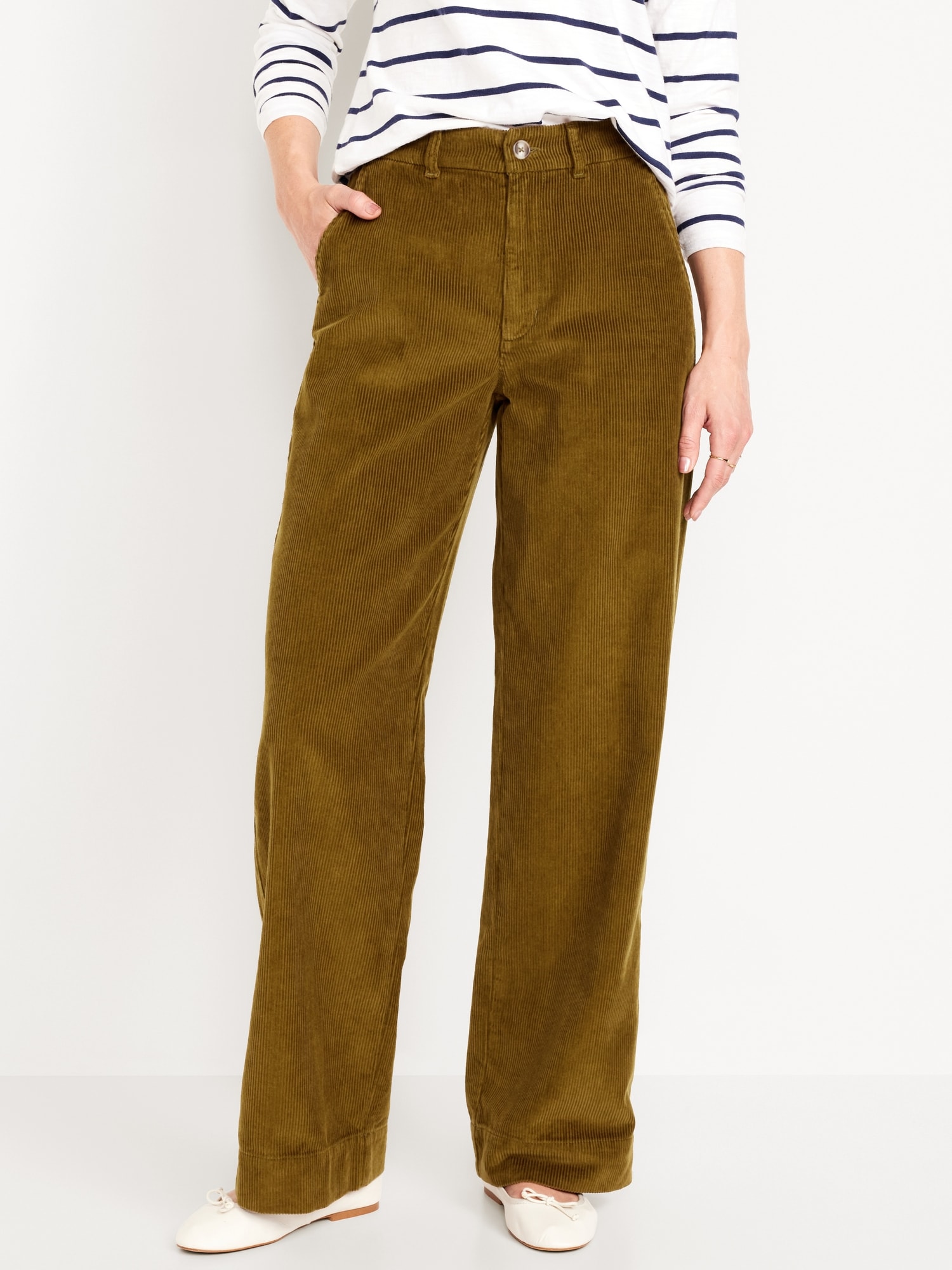 High-Waisted Corduroy Wide-Leg Pants