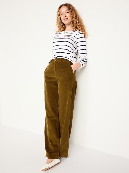 Image number 3 showing, High-Waisted Corduroy Wide-Leg Pants