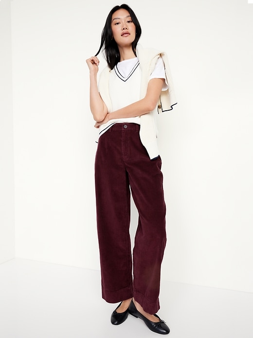 Image number 3 showing, High-Waisted Corduroy Wide-Leg Pants