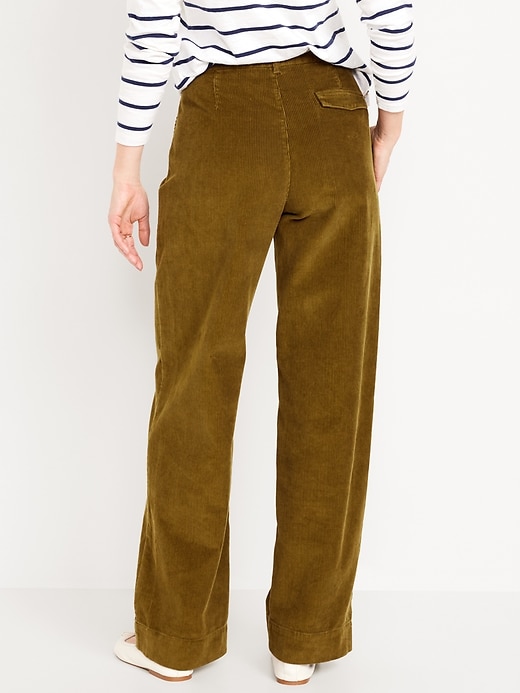 Image number 2 showing, High-Waisted Corduroy Wide-Leg Pants