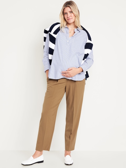 Maternity Rollover-Waist Billie Trouser - Brown