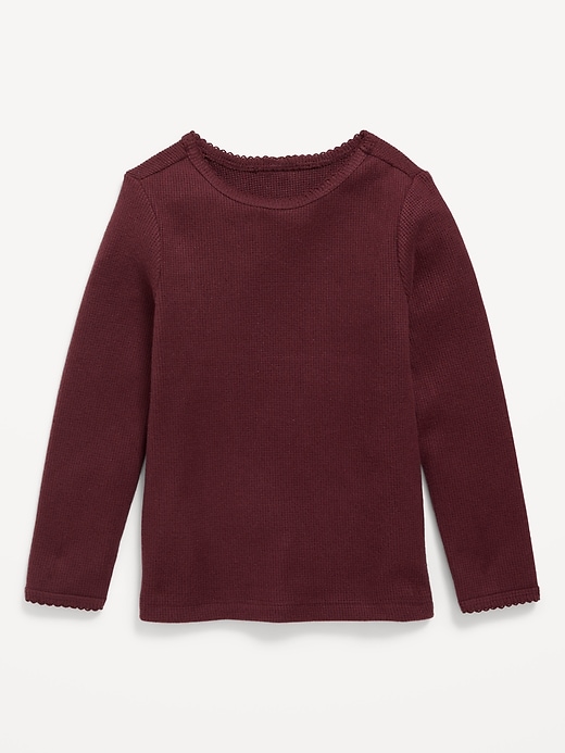 Voir une image plus grande du produit 1 de 2. T-shirt douillet en tricot isotherme à manches longues pour toute-petite fille