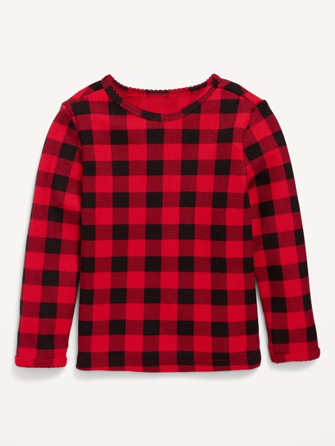 T-shirt en tricot isotherme à motif à manches longues pour toute-petite fille