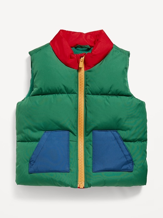 View large product image 1 of 2. Water-Resistant Quilted Color Block Puffer Vest for Baby