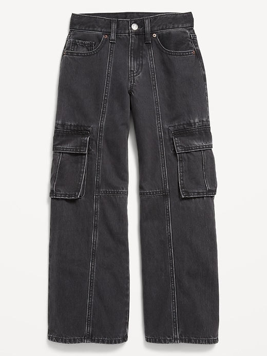Image number 4 showing, High-Waisted Super Baggy Wide-Leg Cargo Jeans for Girls