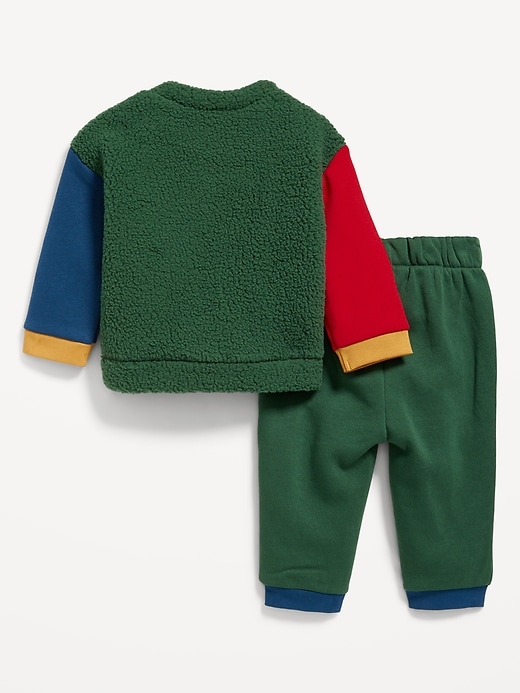 View large product image 2 of 3. Cozy-Knit Color Block Pocket Sweatshirt and Sweatpants Set for Baby