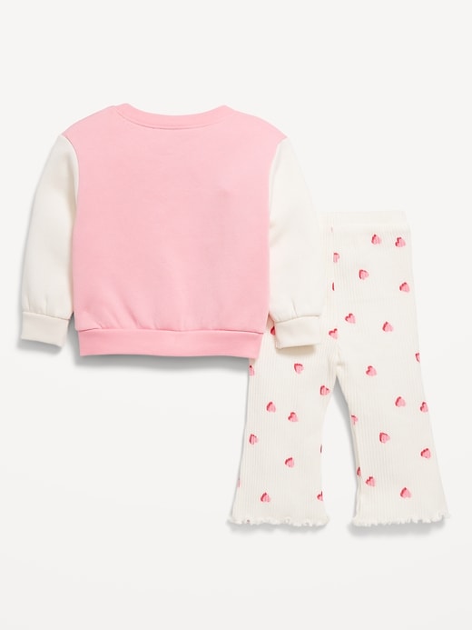 View large product image 2 of 3. Cozy Fleece Embroidered Patch Sweatshirt and Leggings Set for Baby