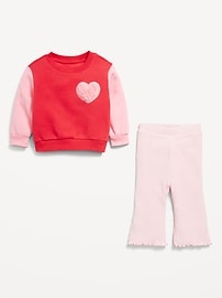 View large product image 3 of 3. Cozy Fleece Embroidered Patch Sweatshirt and Leggings Set for Baby