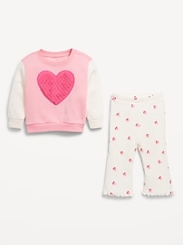 View large product image 3 of 3. Cozy Fleece Embroidered Patch Sweatshirt and Leggings Set for Baby