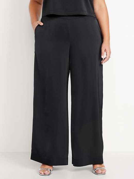 Image number 6 showing, High-Waisted Satin Super Wide-Leg Pants