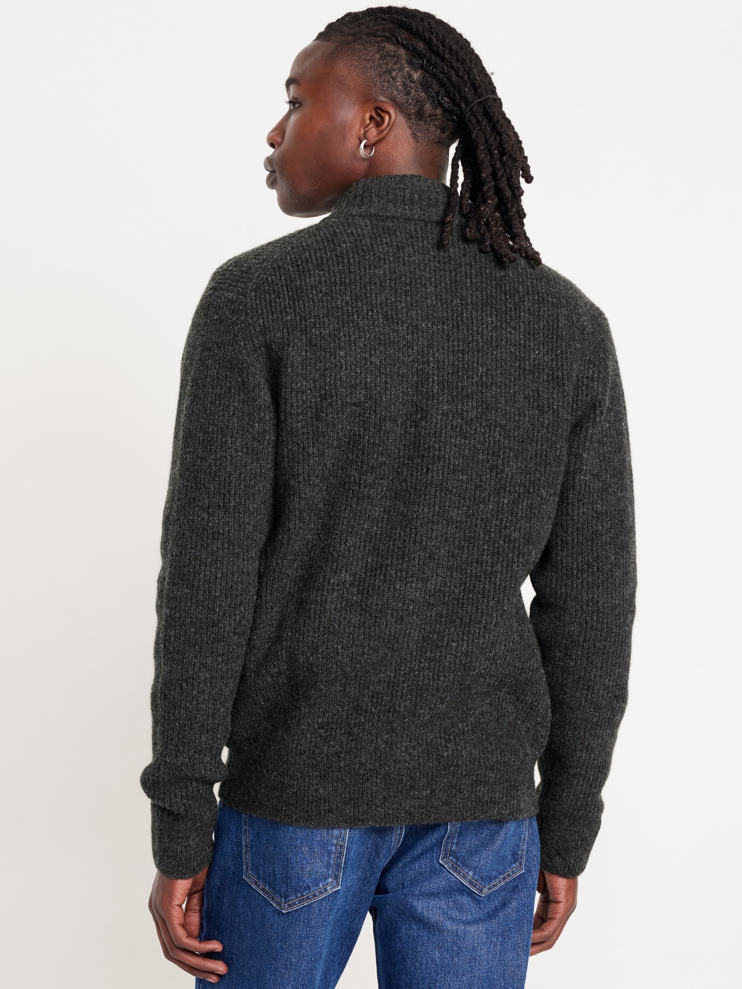 Shaker Stitch Zip Sweater