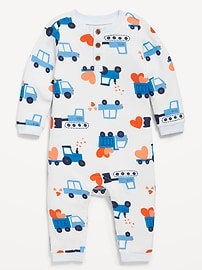 Image number 1 showing, Printed Long-Sleeve Thermal-Knit Henley One-Piece for Baby