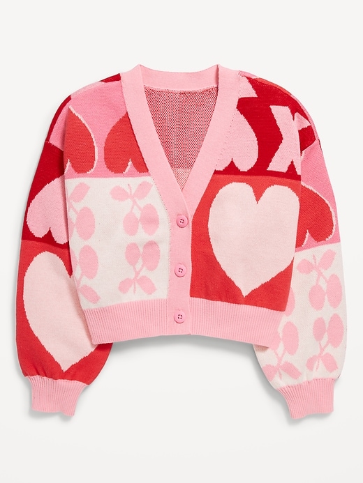 View large product image 2 of 3. Printed Button-Front Cardigan Sweater for Girls