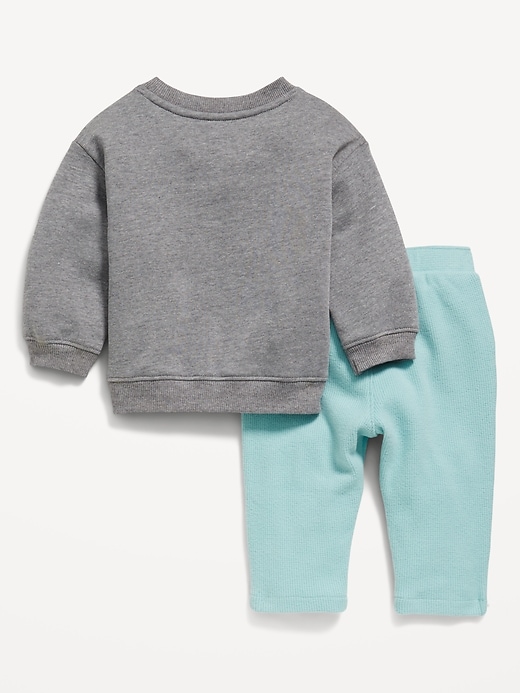 View large product image 2 of 4. Graphic Fleece Crew-Neck and Waffle-Knit Pants Set for Baby