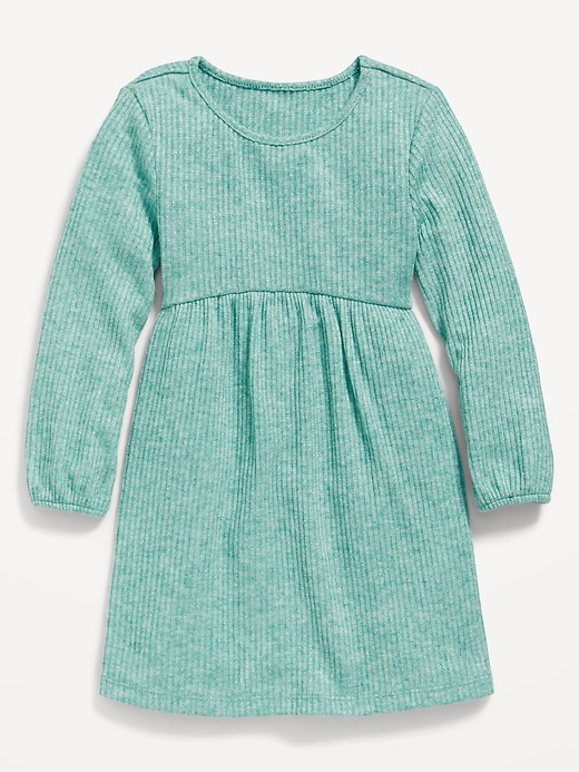 View large product image 1 of 2. Long-Sleeve Ribbed Dress for Toddler Girls