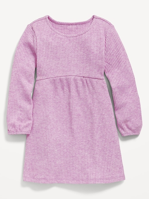 Voir une image plus grande du produit 1 de 1. Robe côtelée à manches longues pour toute-petite fille