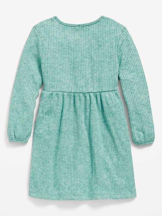 View large product image 2 of 2. Long-Sleeve Ribbed Dress for Toddler Girls