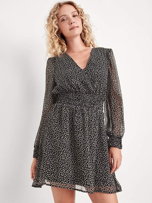 Image number 3 showing, Waist-Defined Chiffon Mini Dress