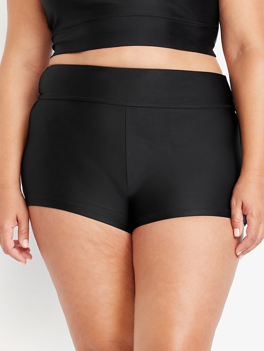 Image number 7 showing, High-Waisted Matte Swim Shorts -- 2-inch inseam