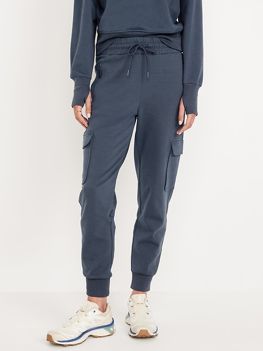 Image number 1 showing, High-Waisted Dynamic Fleece Cargo Joggers