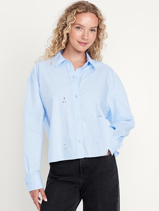 Image number 1 showing, Button-Down Crop Shirt