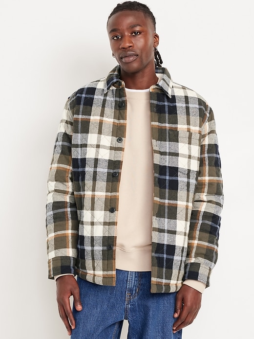 Image number 1 showing, Sherpa-Lined Quilted Shacket