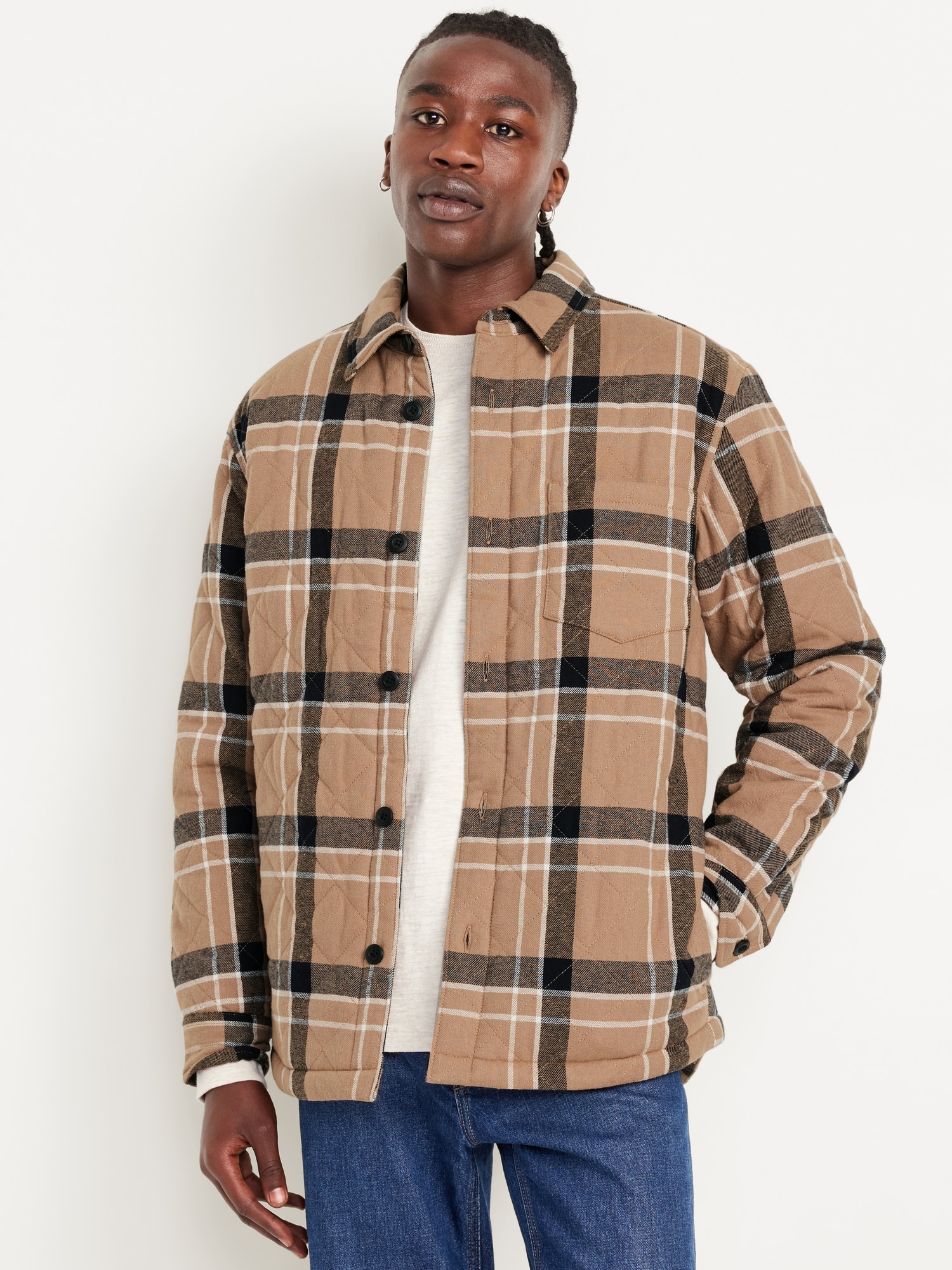 Sherpa-Lined Quilted Shacket