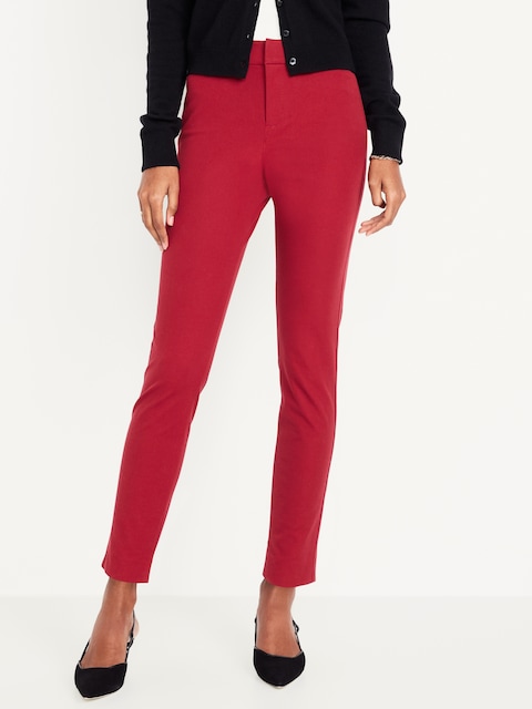 High-Waisted Pixie Skinny Ankle Pants - Red
